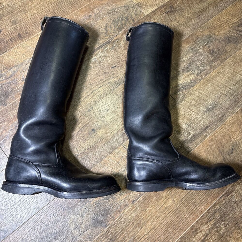 Vintage Wesco Black Leather Motor Patrol Custom Style Boots Police